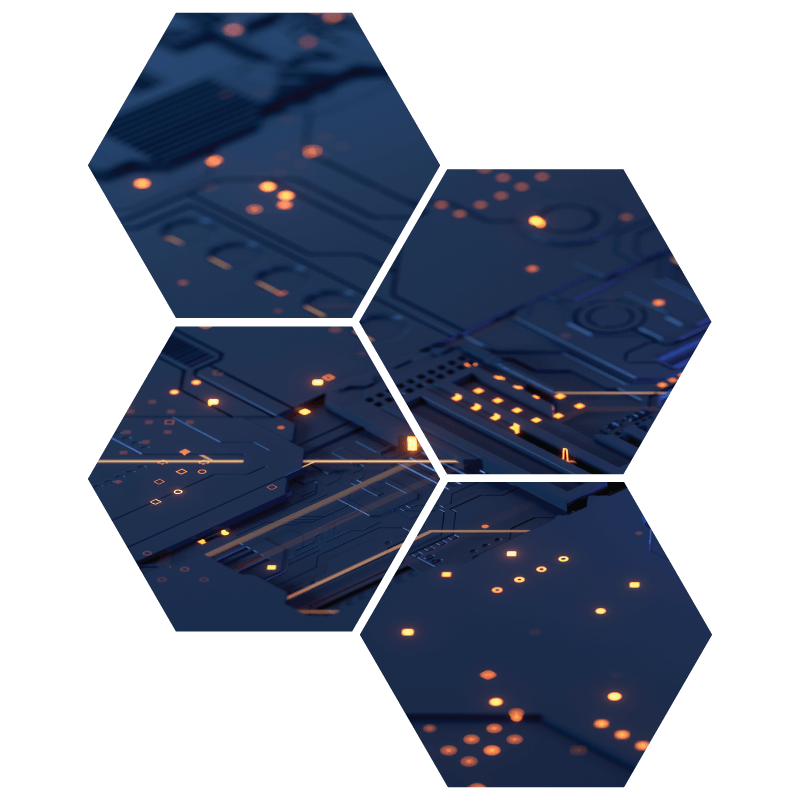 octagon circuit board blue and yellow