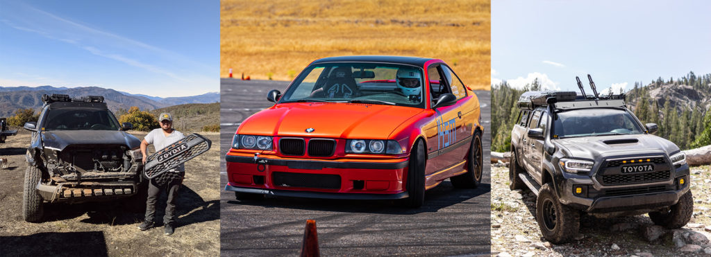 Justin Dizon enjoying off-roading and race track driving.