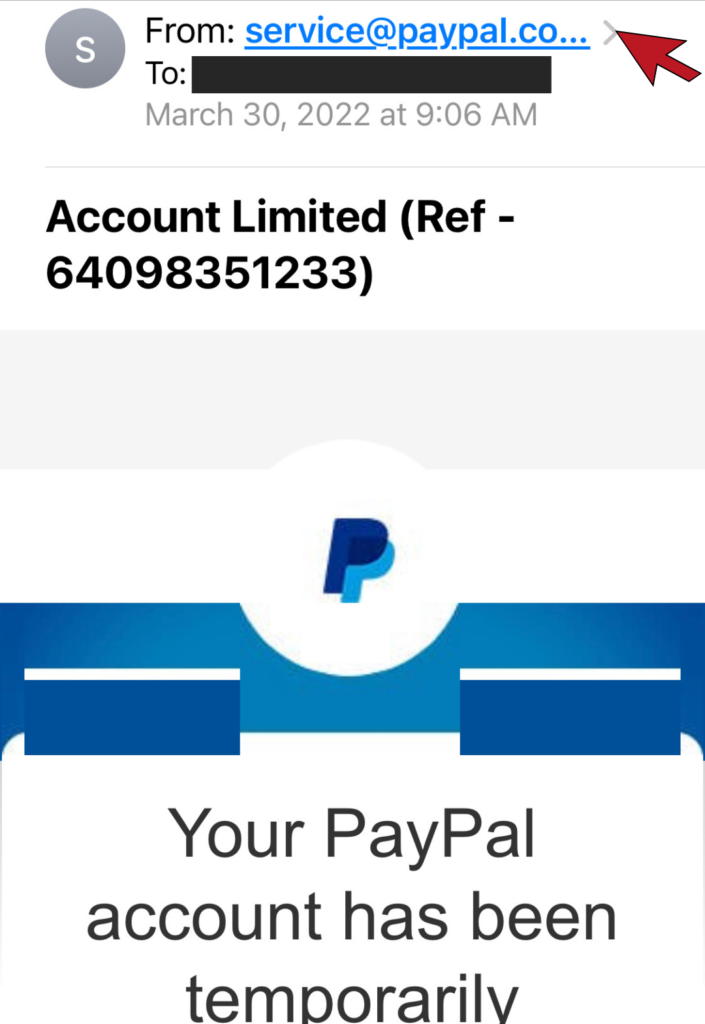 Bogus email from PayPal stating that account temporarily closed
